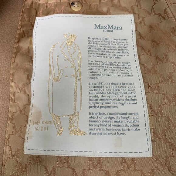 Maxmara 101801 Iconic Brown Wool Double-Breasted Belt Coat With Dust Bag 38 S - Picture 7 of 12